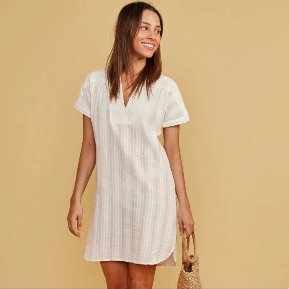Marine Layer St. Lucia Cover Up in Grey/White Stripe